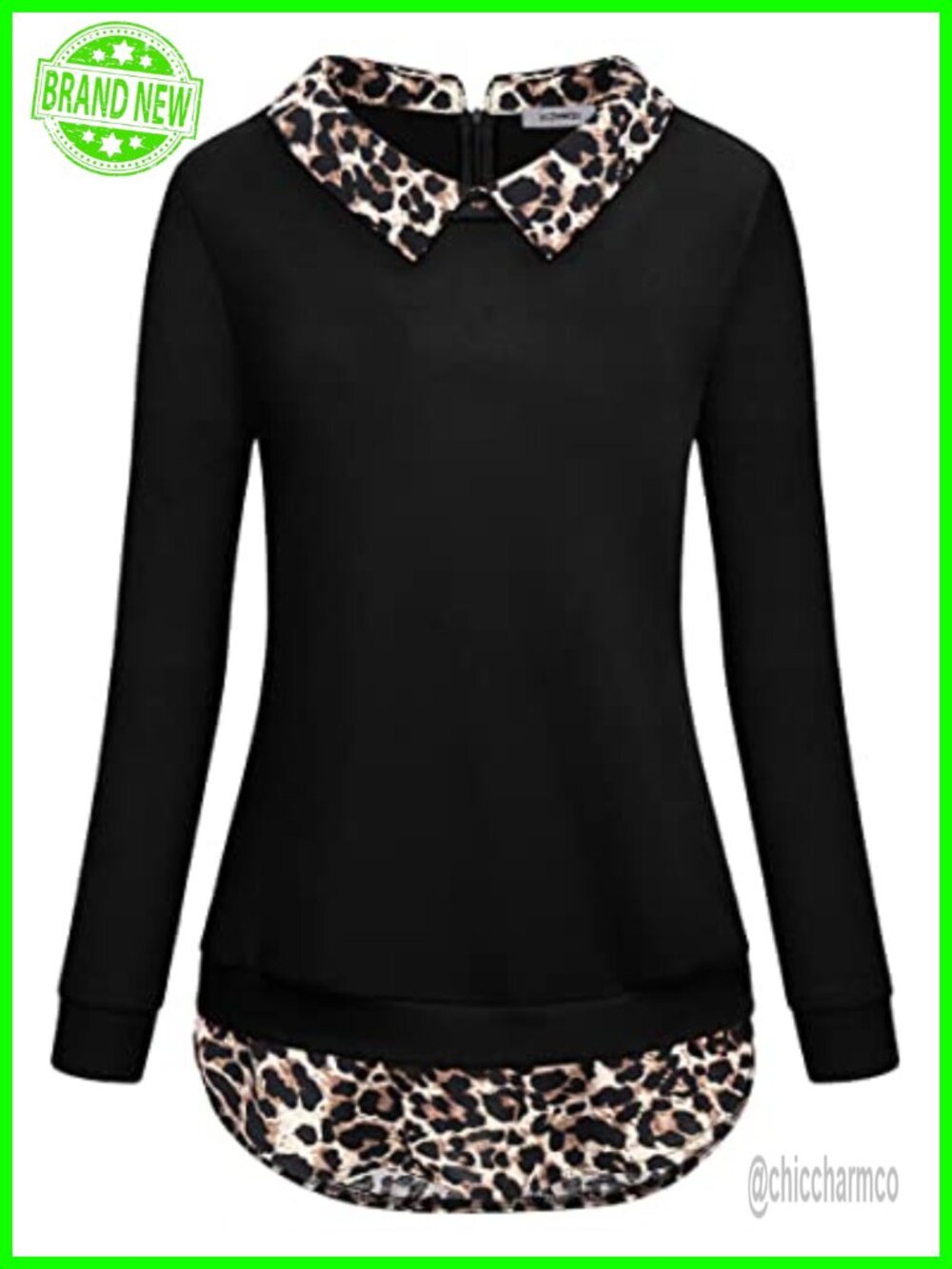 Classy Lapel Collar Long Sleeve Curved Hem Tunic Sweatshirt